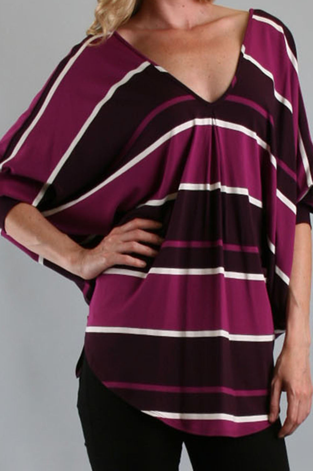 VERONICA BACK TIE TOP (PURPLE STRIPE)-VT7873