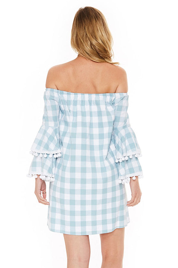 WILLA OFF SHOULDER DRESS (Lt. Blue)-VD2010