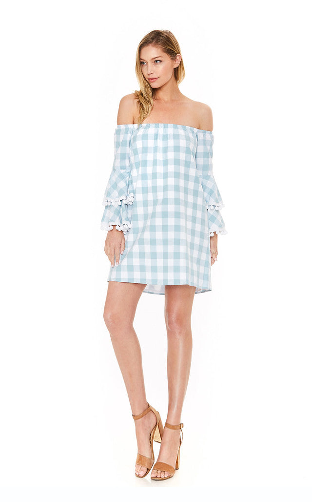 WILLA OFF SHOULDER DRESS (Lt. Blue)-VD2010
