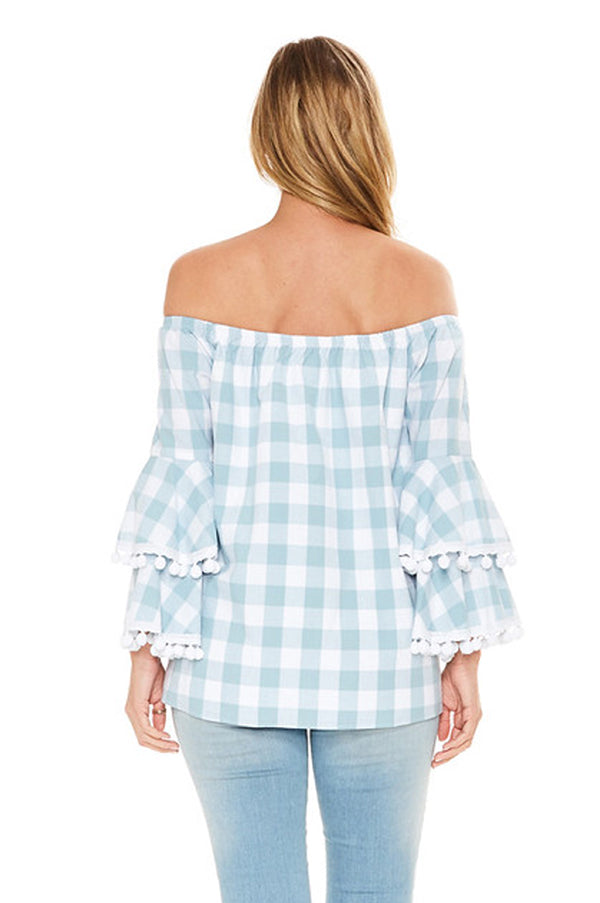 WILLA OFF SHOULDER TOP (Lt. Blue)-VT2009