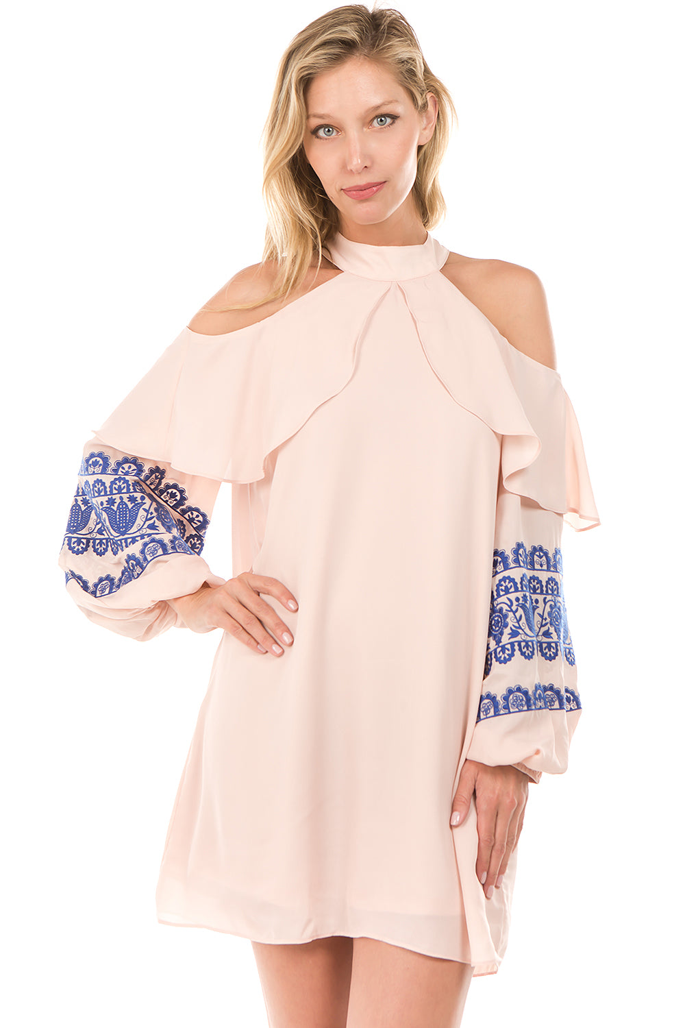 WINIFRED OPEN SHOULDER DRESS (Light Taupe)- CVD2113