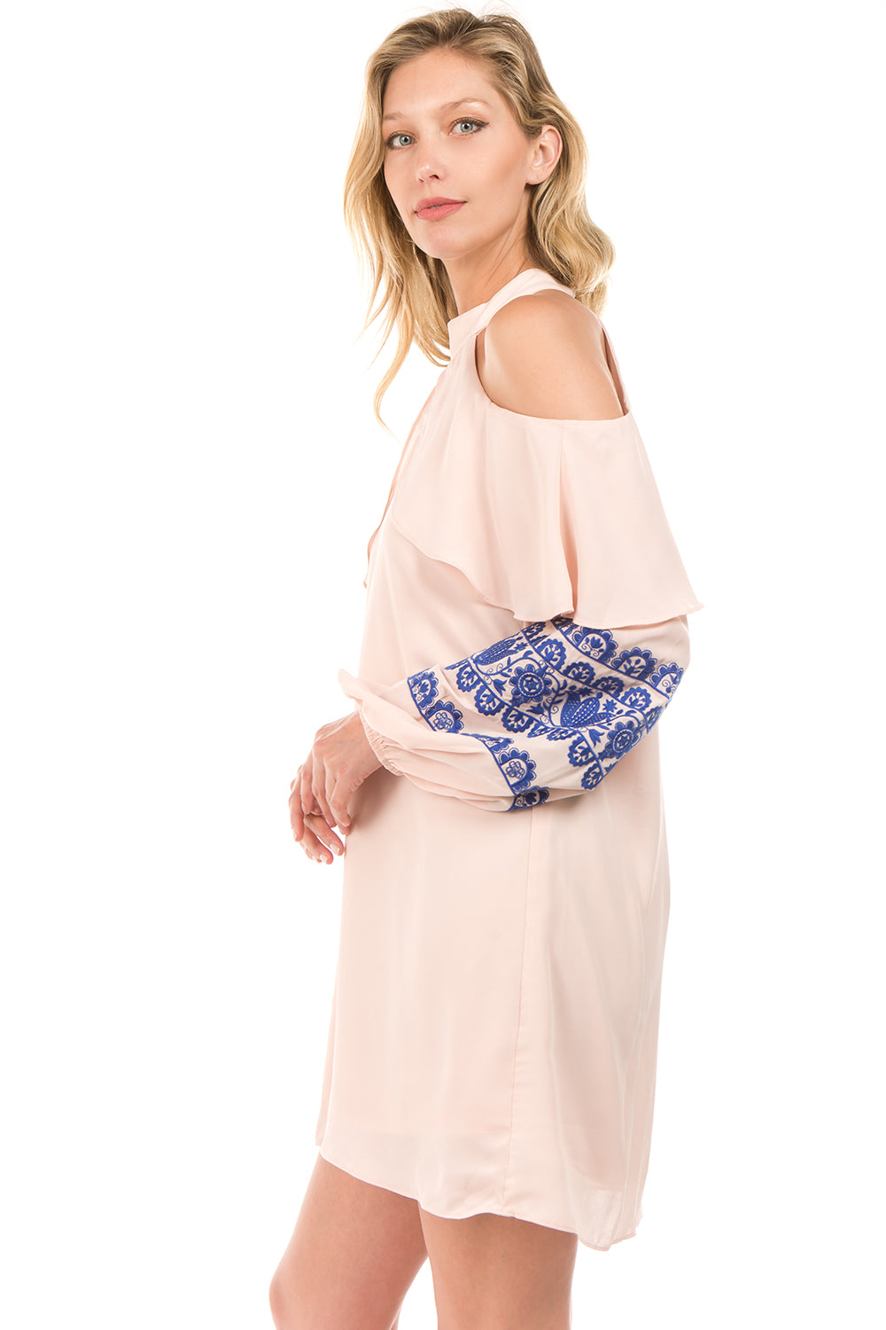 WINIFRED OPEN SHOULDER DRESS (Light Taupe)- CVD2113