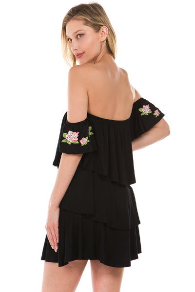 ROESIA OFF SHOULDER DRESS (Black)-CVD1689