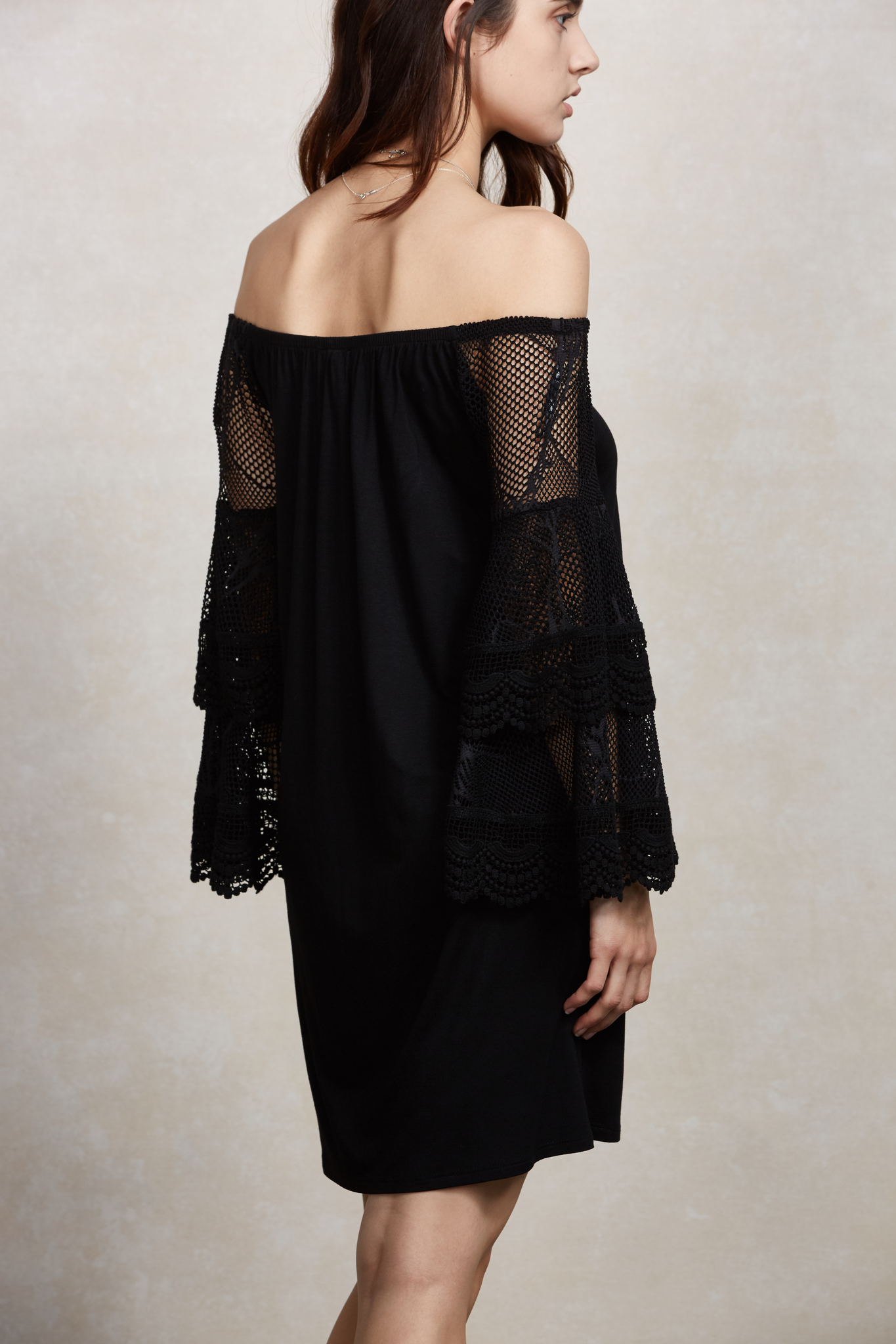 RHEA OFF SHOULDER DRESS (Black)-VD1787