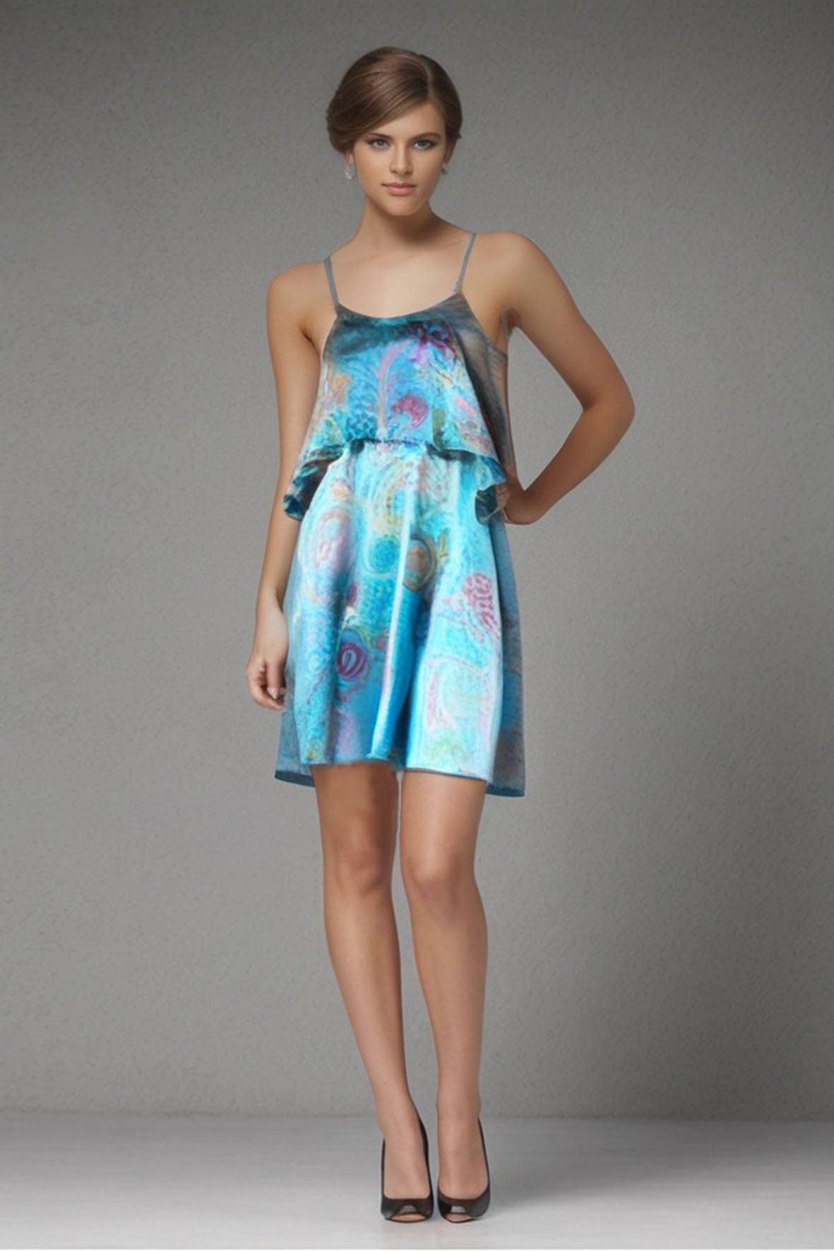 CYNTHIA MINI DRESS (AQUA)- D7741