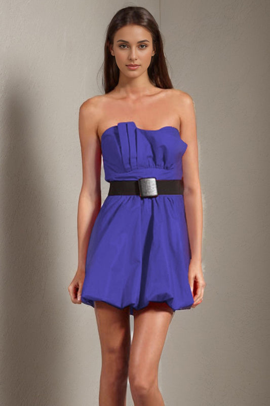 PLEATS BUBBLE DRESS (BLUE)-D6330