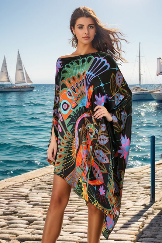 TRIBAL PONCHO DRESS (Black)-D7135
