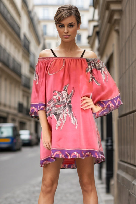 OLIVER OFF SHOULDER DRESS (PINK)-D7391