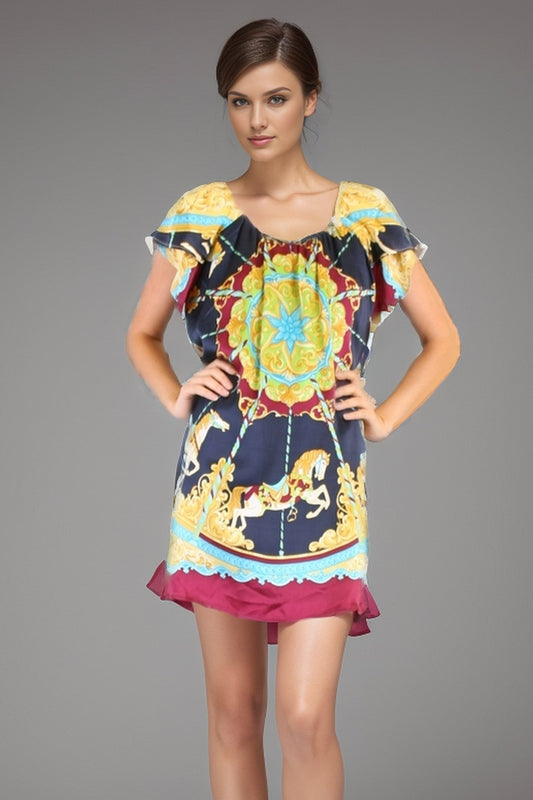 CAROUSEL MINI DRESS (NAVY)- D7409