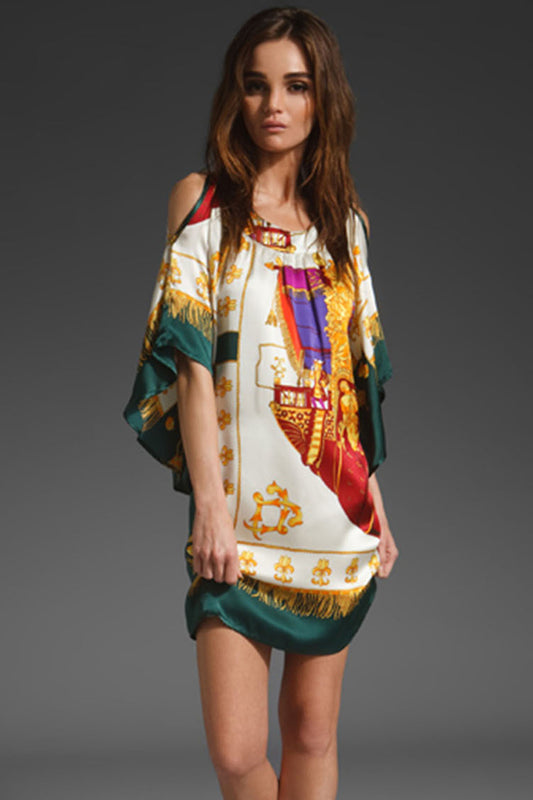 EMBLEM TRAPEZE DRESS (MULTI)- D7428