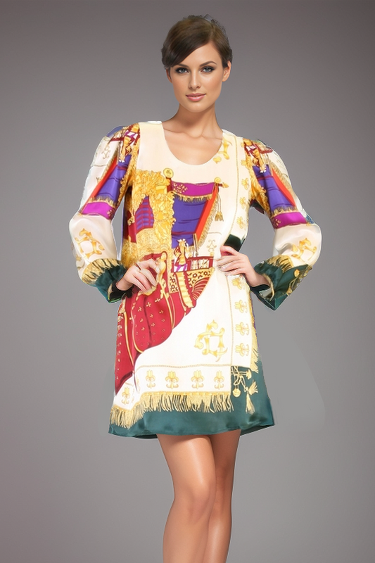 EMBLEM LONG SLEEVE DRESS (MULTI)-D7430