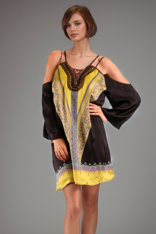 ATHENA OPEN SHOULDER DRESS (BLACK)- D8510