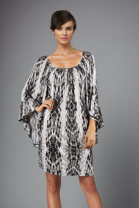 NAOMI BELL SLEEVE DRESS (BLACK)- D9241