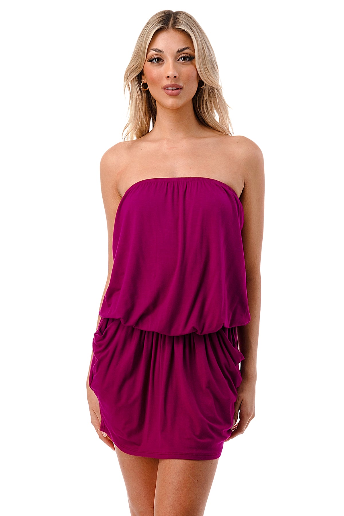 LOOSE POCKET TUBE DRESS (MAGENTA)-JD6871