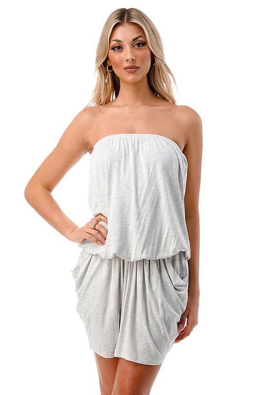 LOOSE POCKET TUBE DRESS (LT. ASH GREY)-JD6871