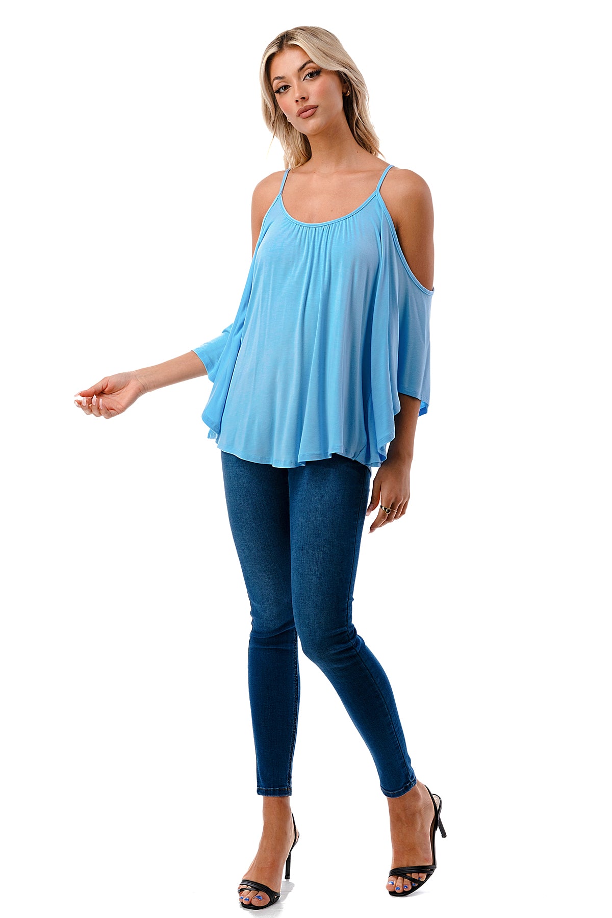 NICK OPEN SHOULDER TOP (LT. BLUE)- JT7352