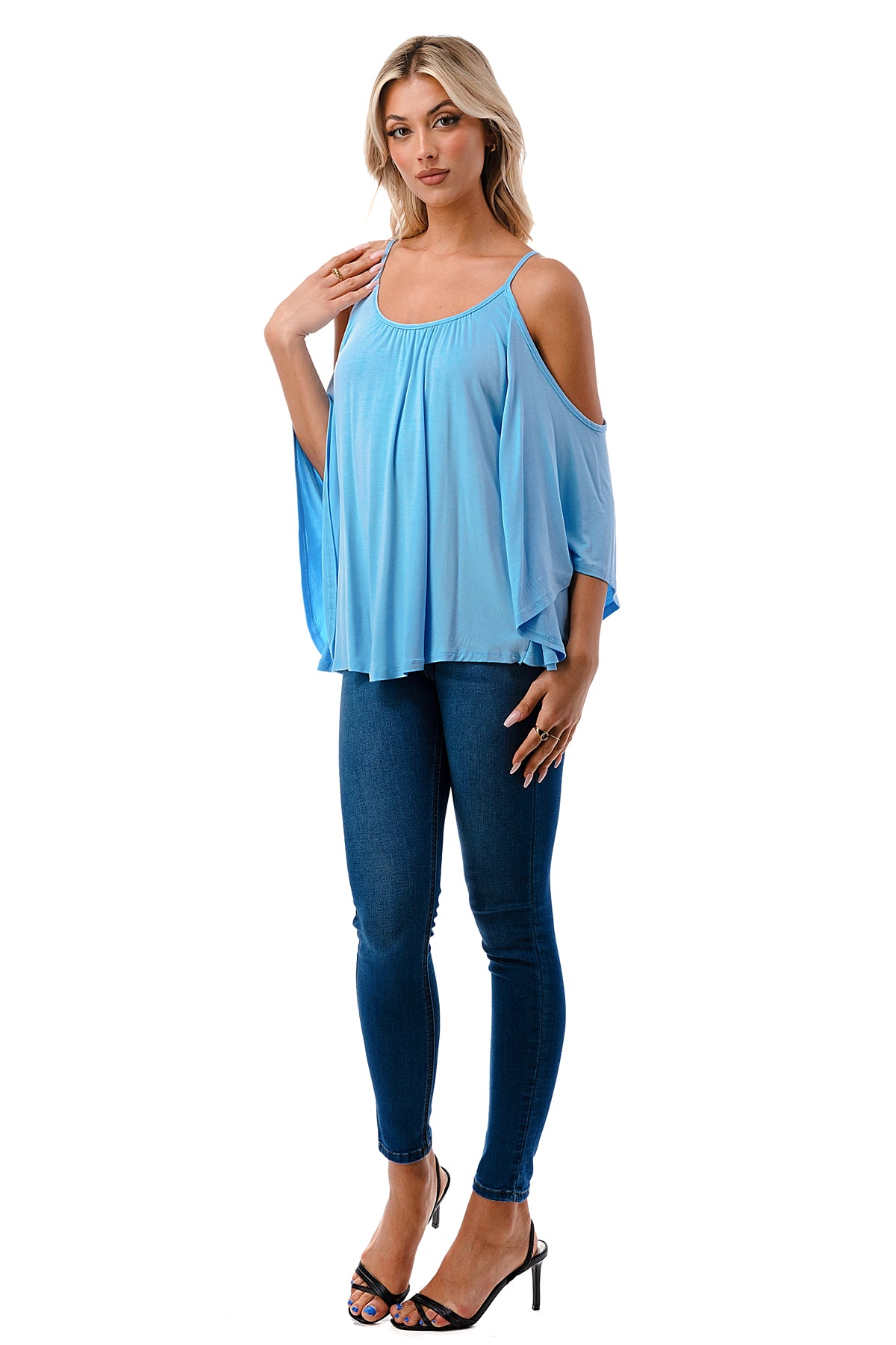 NICK OPEN SHOULDER TOP (LT. BLUE)- JT7352