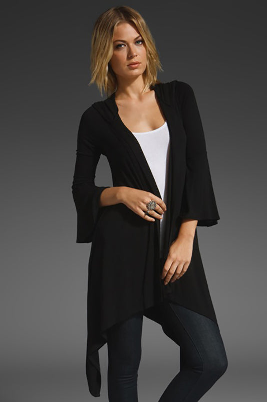 JESSIE HOODED CARDIGAN (BLACK)-JT7396