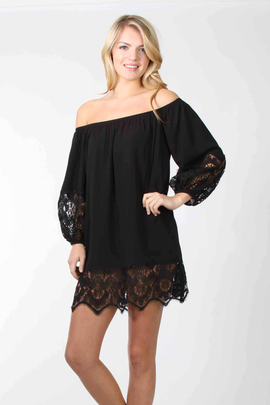 REGINA OFF SHOULDER DRESS (BLACK) -VD9716