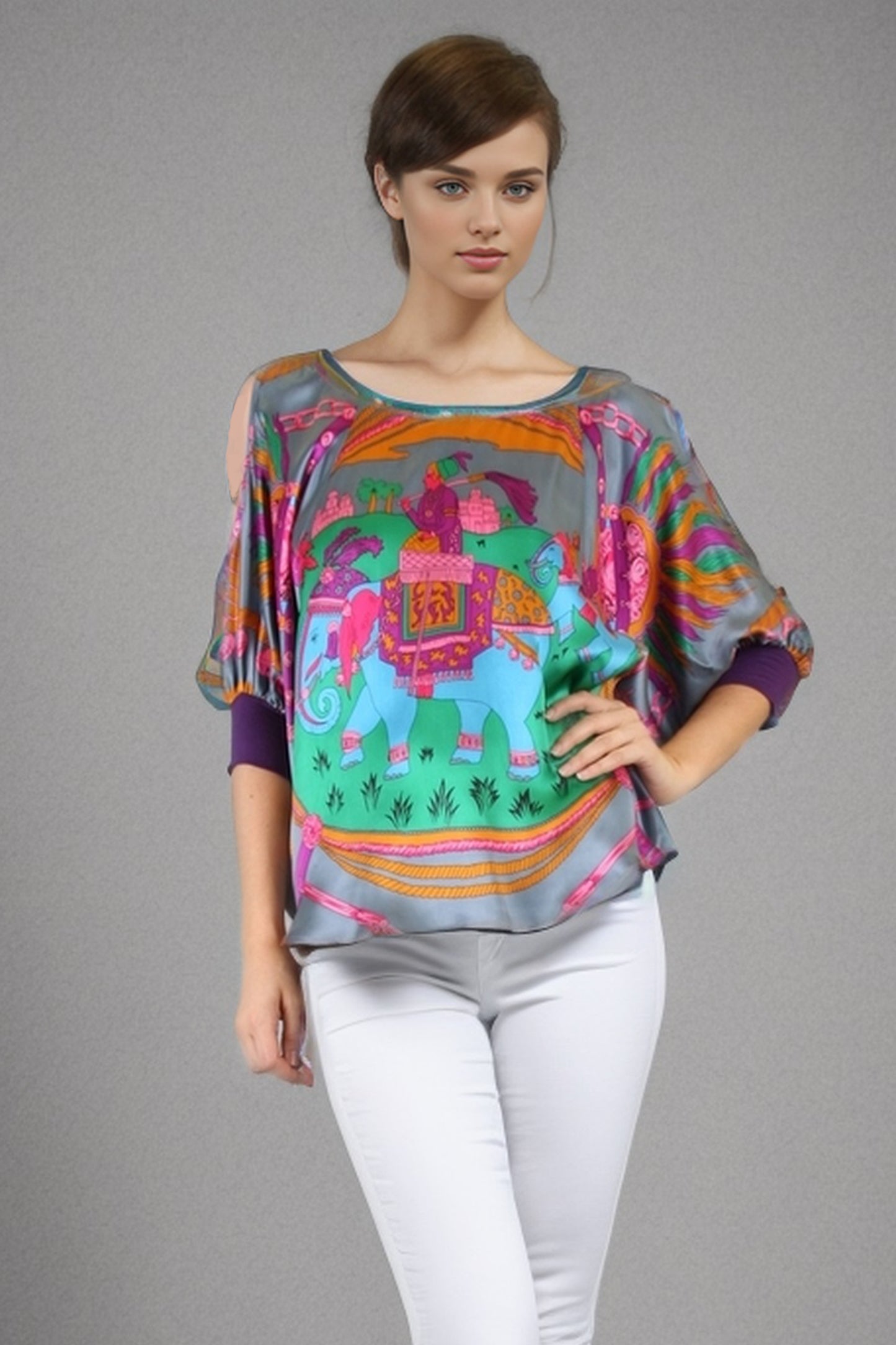 ELI BLOUSE (GREY MULTI)-T7223