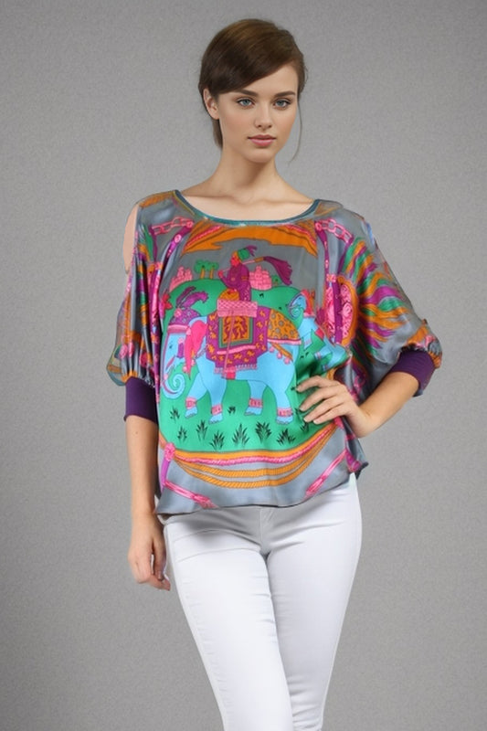 ELI BLOUSE (GREY MULTI)-T7223