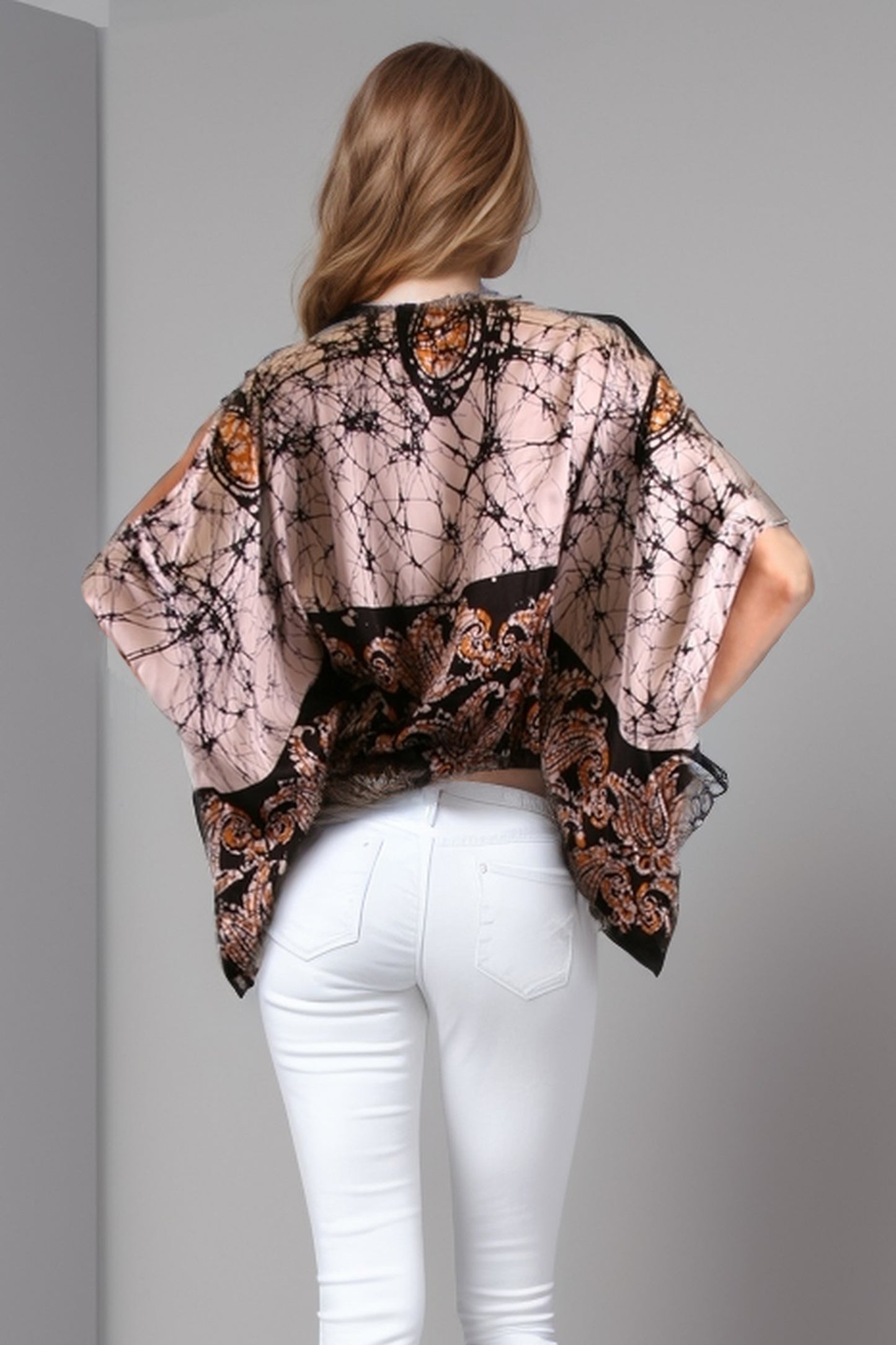 DAHLIA KIMONO SLEEVE TOP (BLACK)- T8490