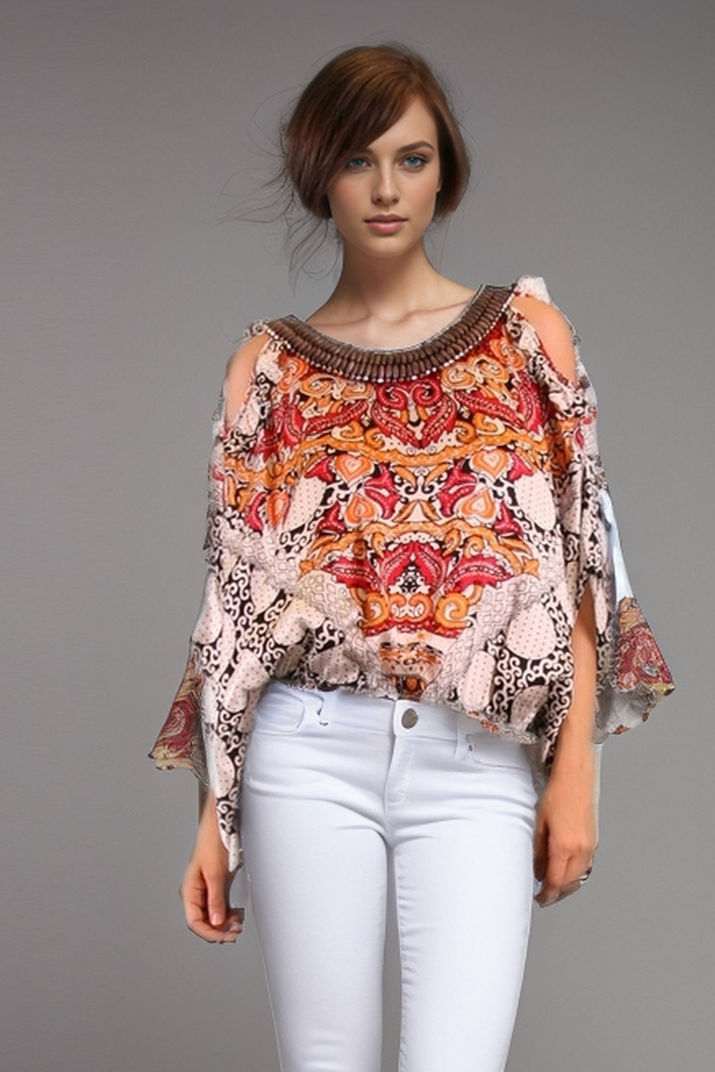 AZALEA KIMONO SLEEVE TOP (WHITE)- T8493