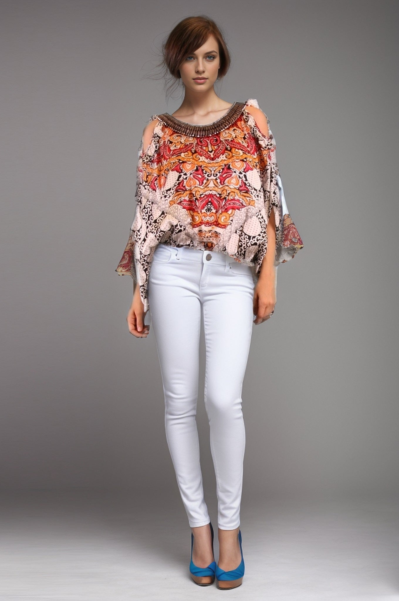AZALEA KIMONO SLEEVE TOP (WHITE)- T8493