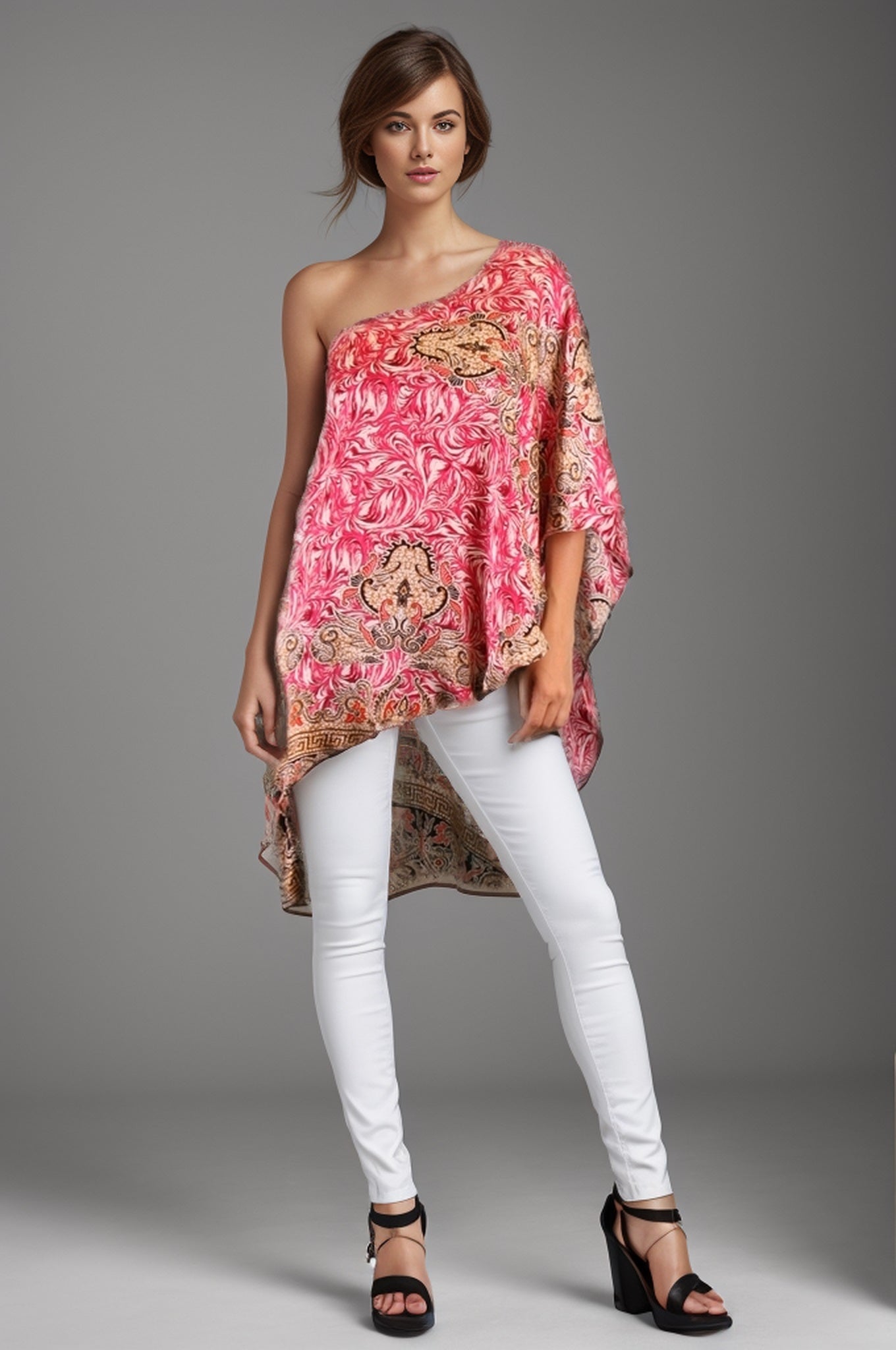 CORA ONE SHOULDER TOP (FUSCHIA)-T8506