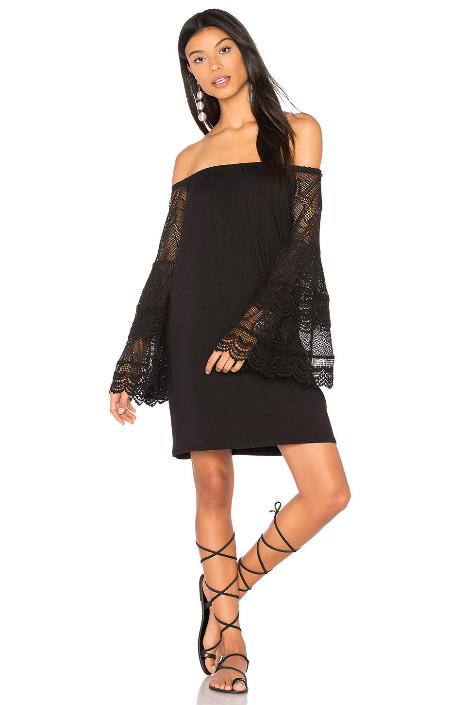 RHEA OFF SHOULDER DRESS (Black)-VD1787