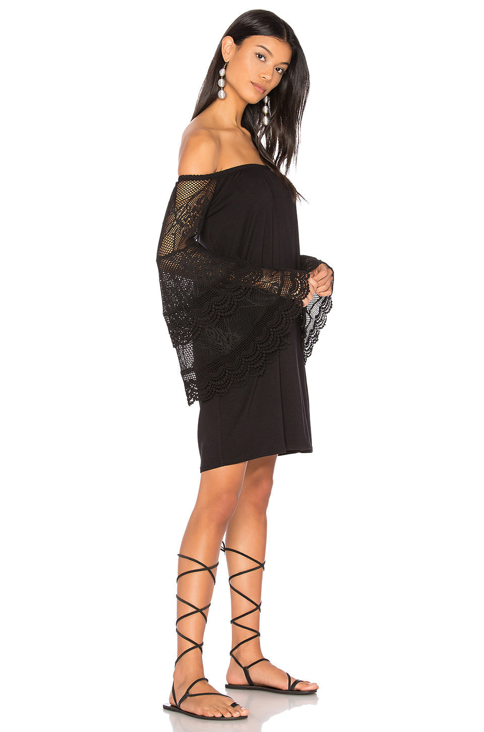 RHEA OFF SHOULDER DRESS (Black)-VD1787