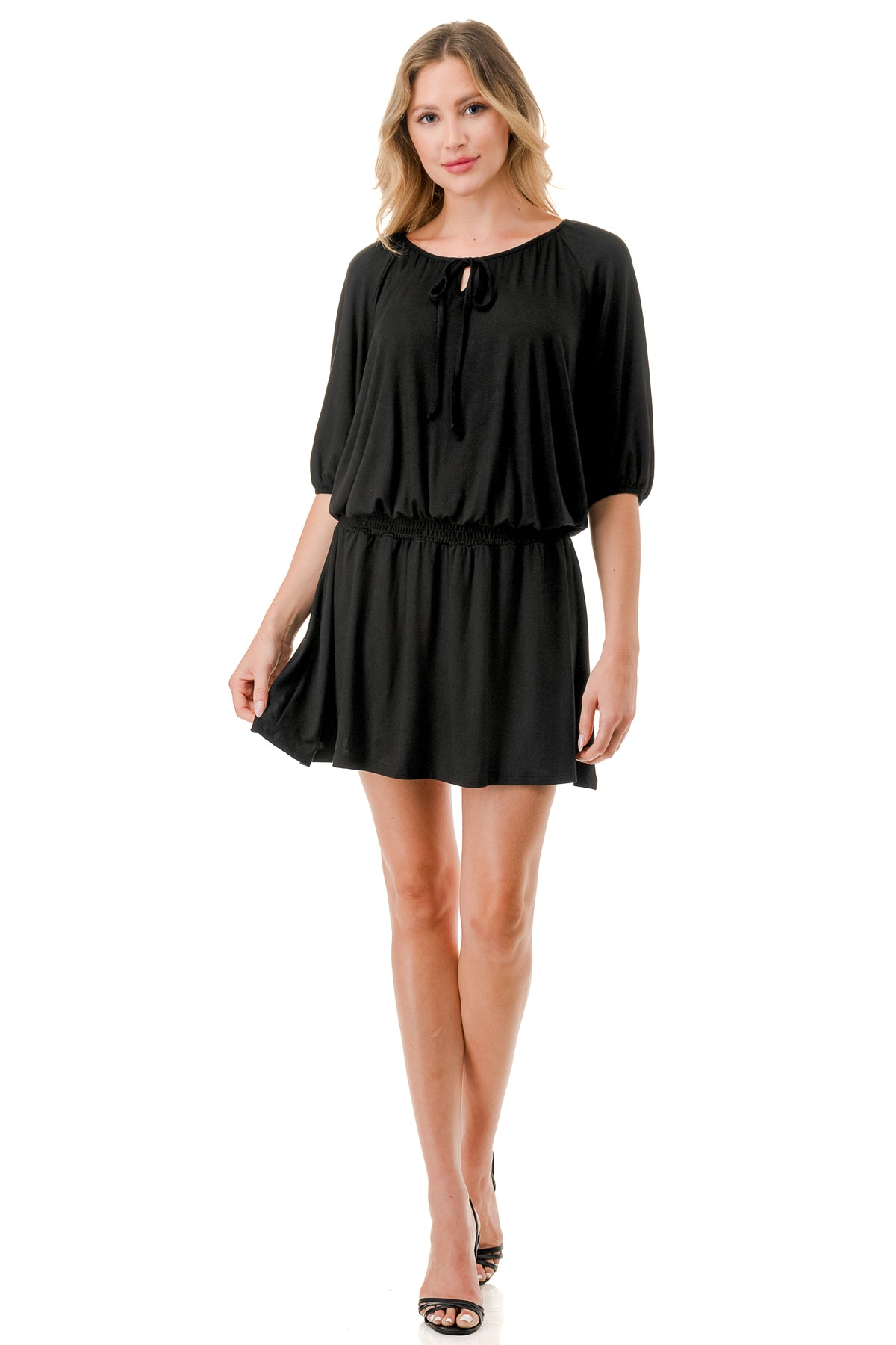 ALESSIA FRONT TIE DRESS (BLACK)- VD3239