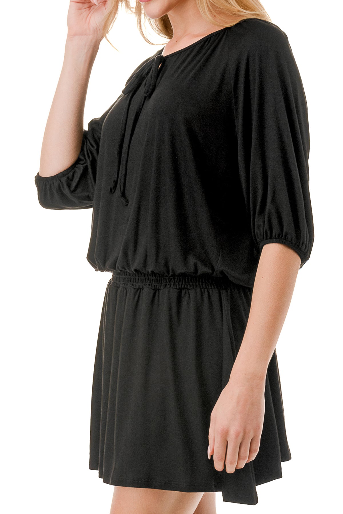 ALESSIA FRONT TIE DRESS (BLACK)- VD3239