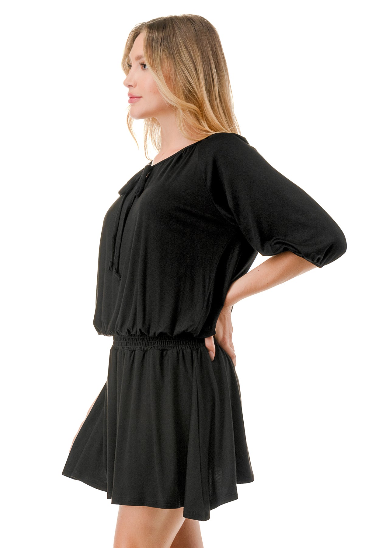 ALESSIA FRONT TIE DRESS (BLACK)- VD3239
