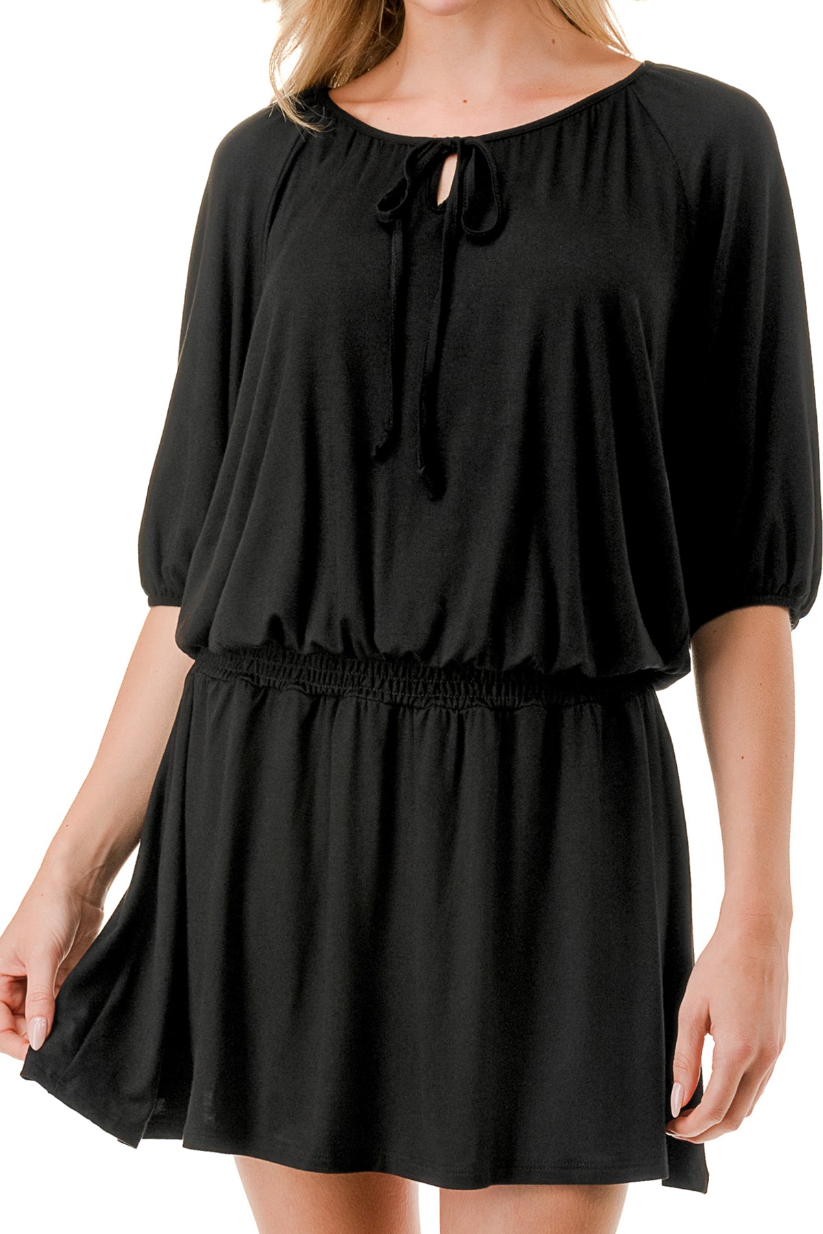 ALESSIA FRONT TIE DRESS (BLACK)- VD3239