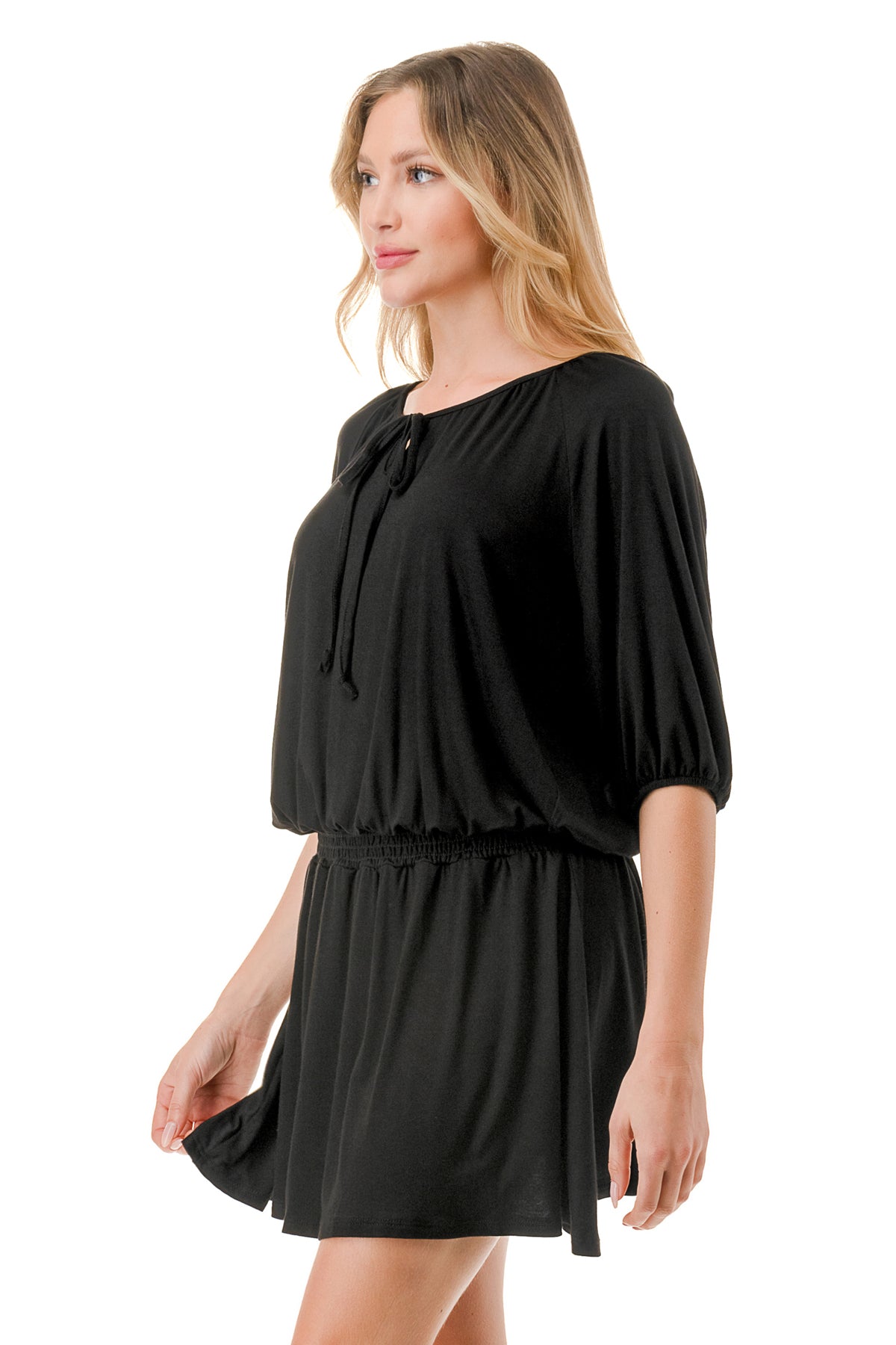 ALESSIA FRONT TIE DRESS (BLACK)- VD3239