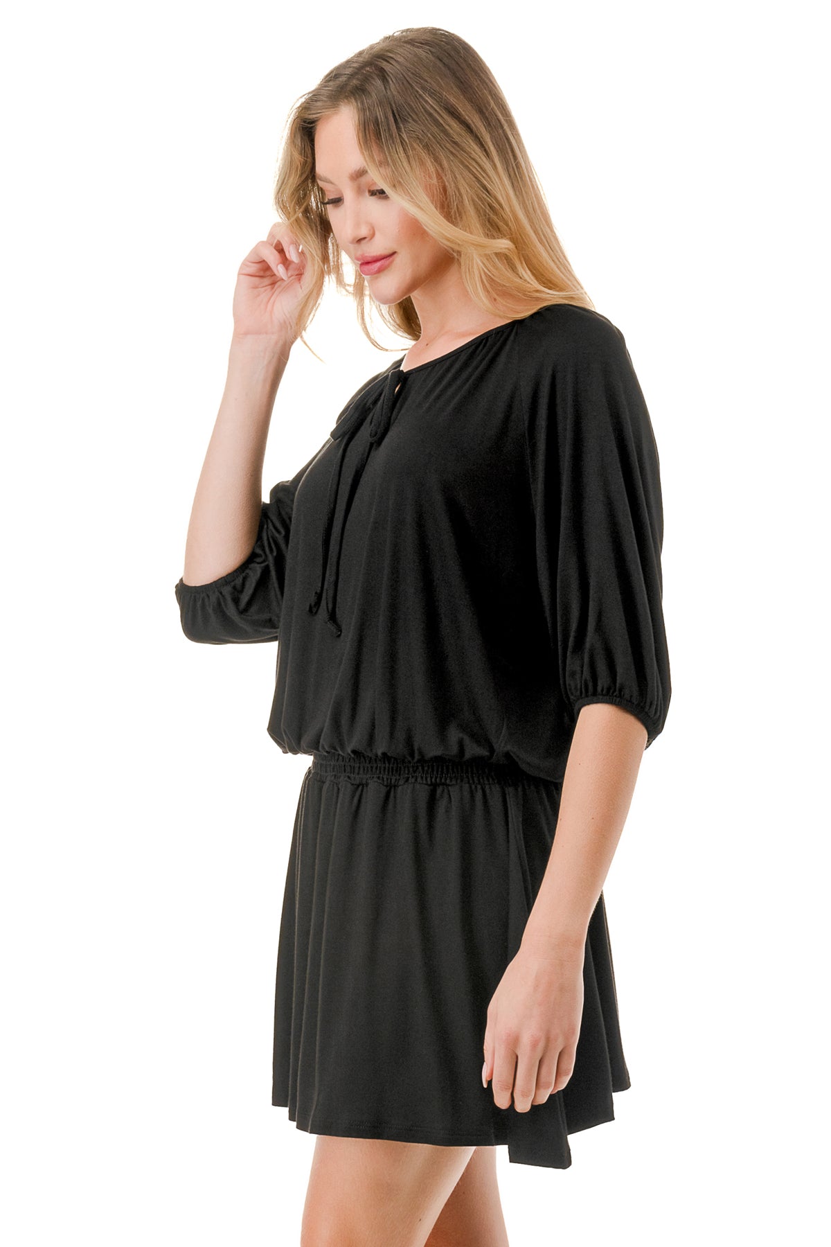 ALESSIA FRONT TIE DRESS (BLACK)- VD3239