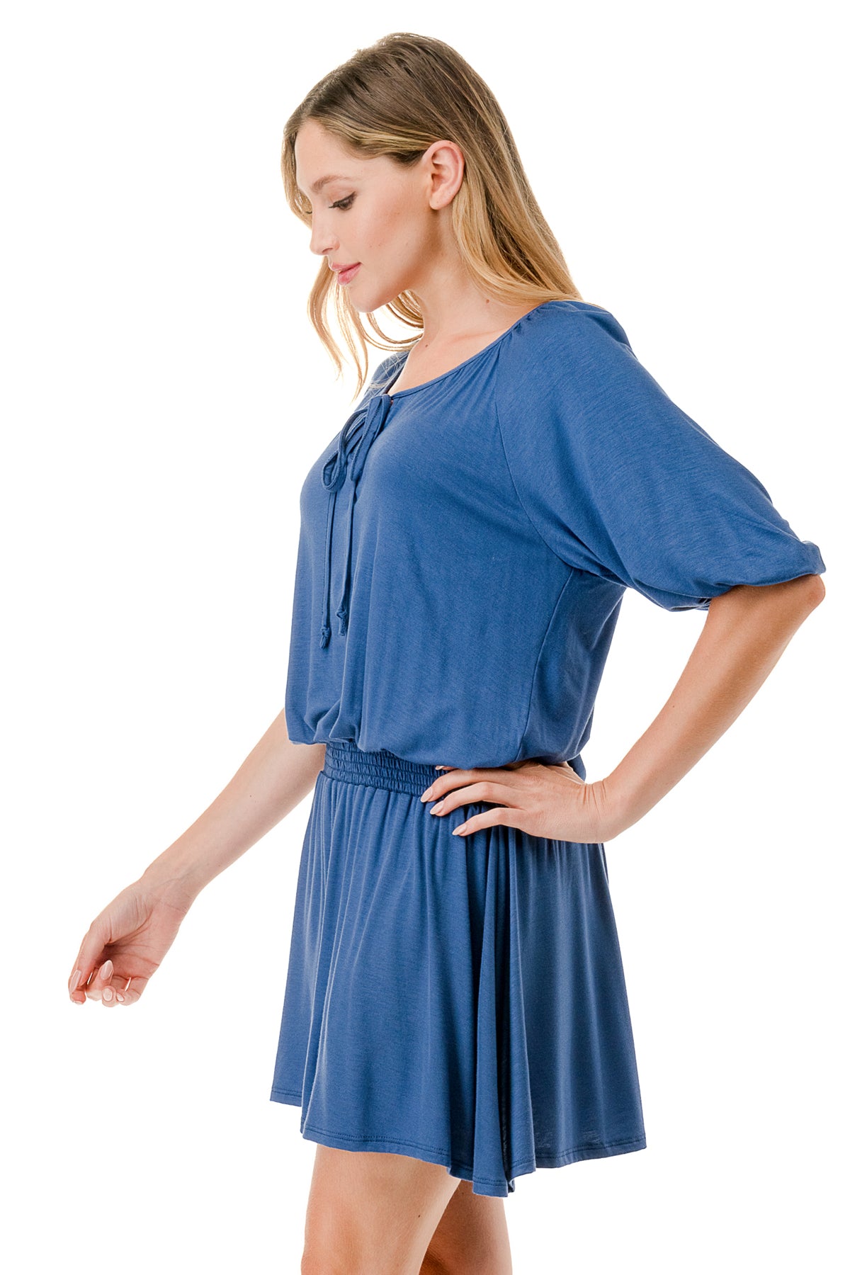 ALESSIA FRONT TIE DRESS (INDIGO)- VD3239