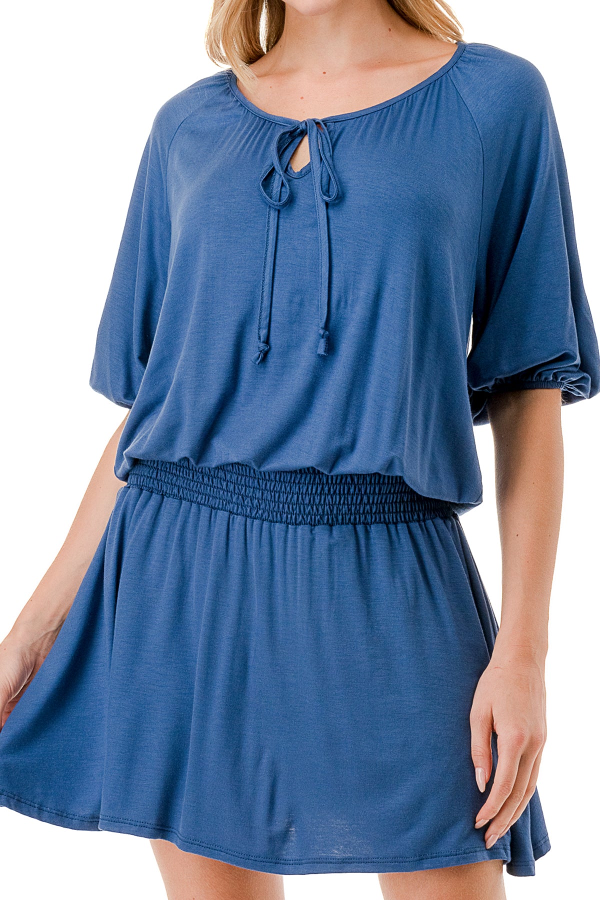 ALESSIA FRONT TIE DRESS (INDIGO)- VD3239
