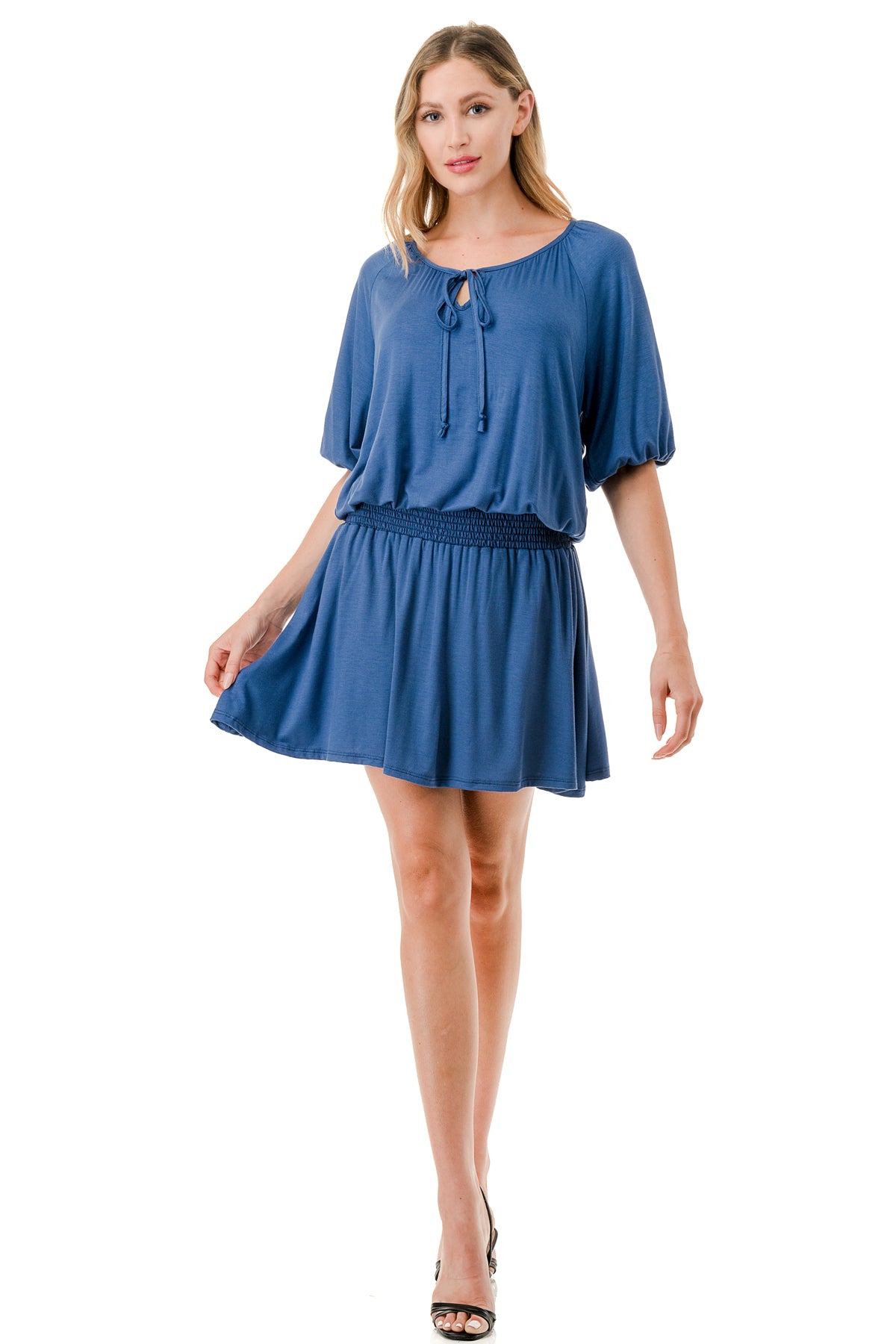 ALESSIA FRONT TIE DRESS (INDIGO)- VD3239