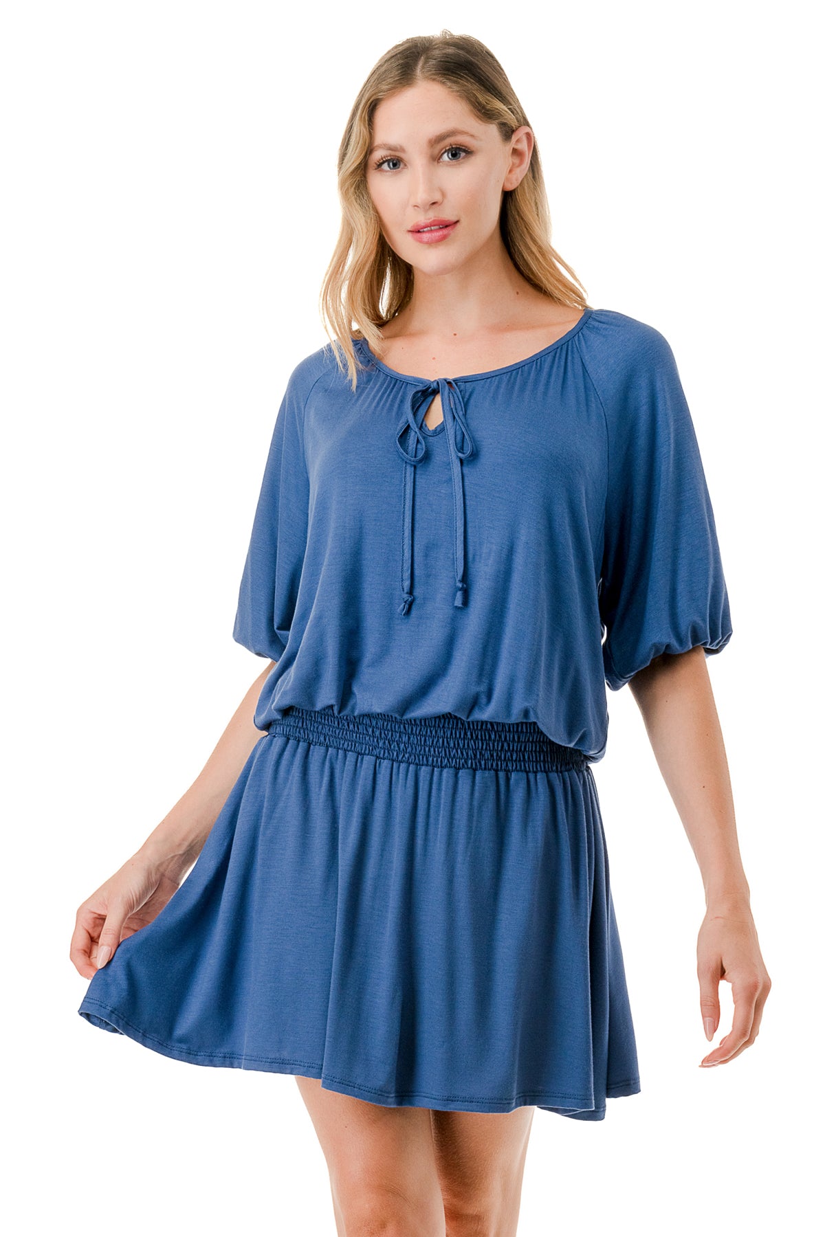 ALESSIA FRONT TIE DRESS (INDIGO)- VD3239