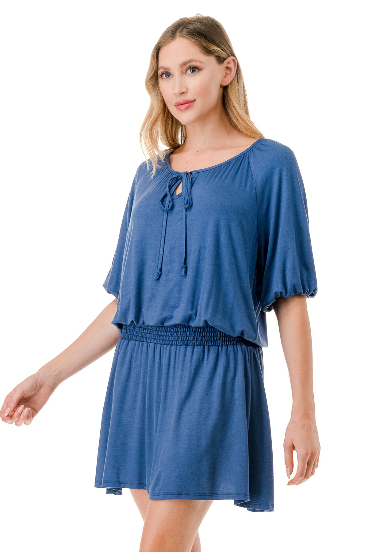 ALESSIA FRONT TIE DRESS (INDIGO)- VD3239