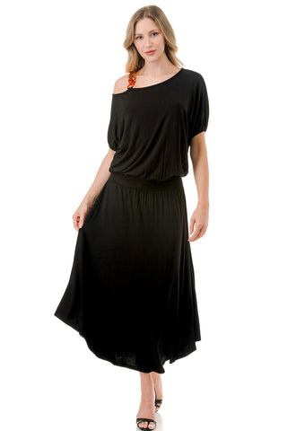 LOUISA ONE SHOULDER DRESS (BLACK)- VD3295