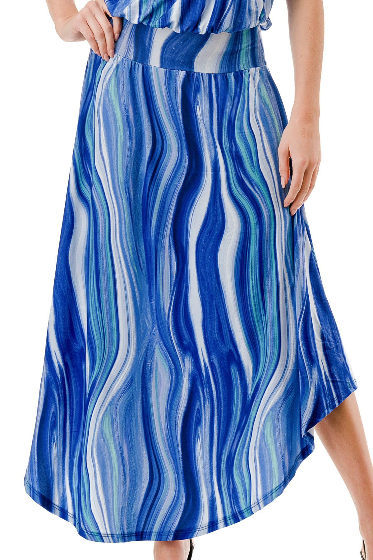 LOUISA ONE SHOULDER DRESS (BLUE WATERCOLOR)- VD3295
