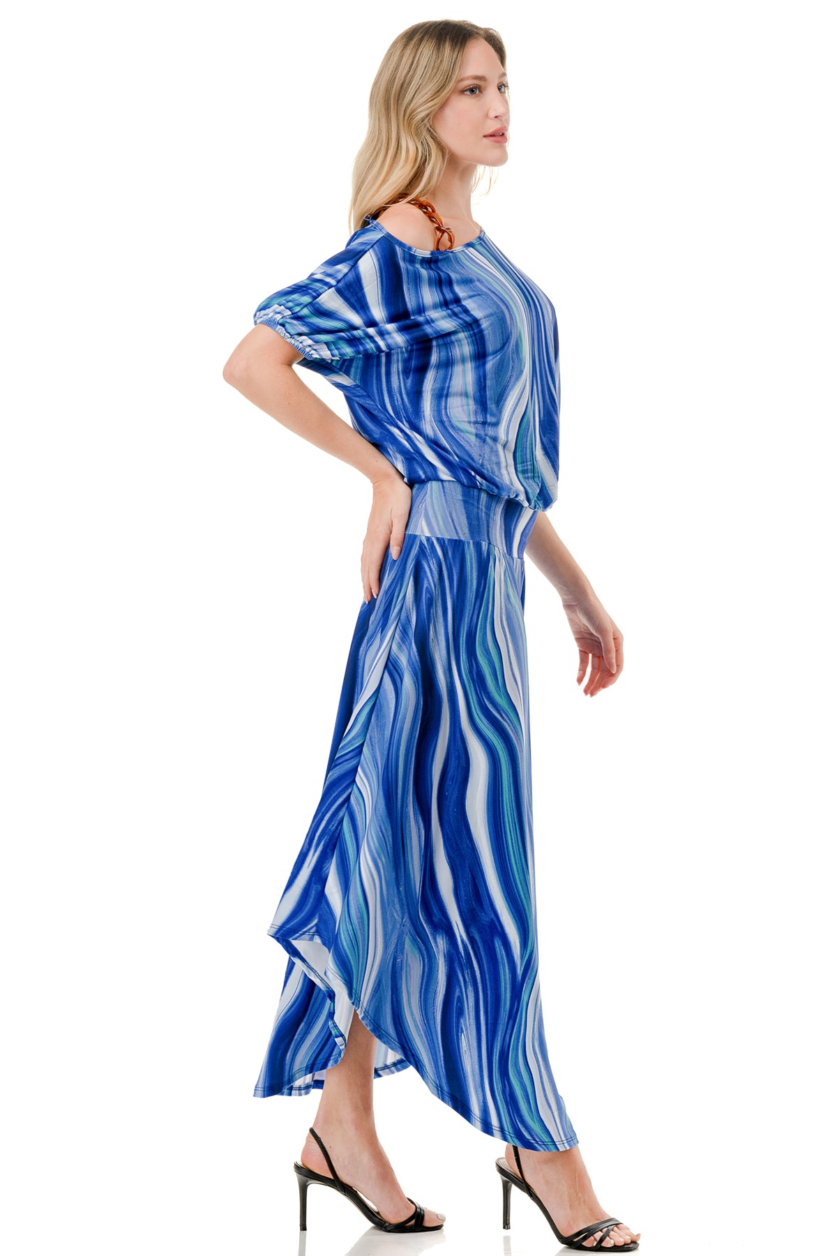 LOUISA ONE SHOULDER DRESS (BLUE WATERCOLOR)- VD3295