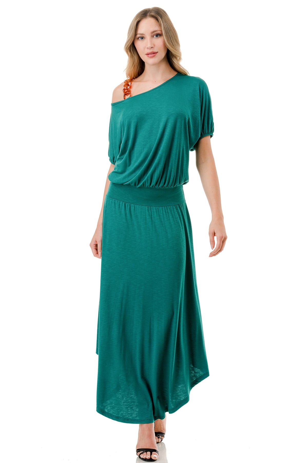 LOUISA ONE SHOULDER DRESS (KELLY GREEN)- VD3295