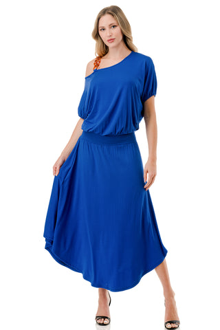 LOUISA ONE SHOULDER DRESS (ROYAL BLUE)- VD3295