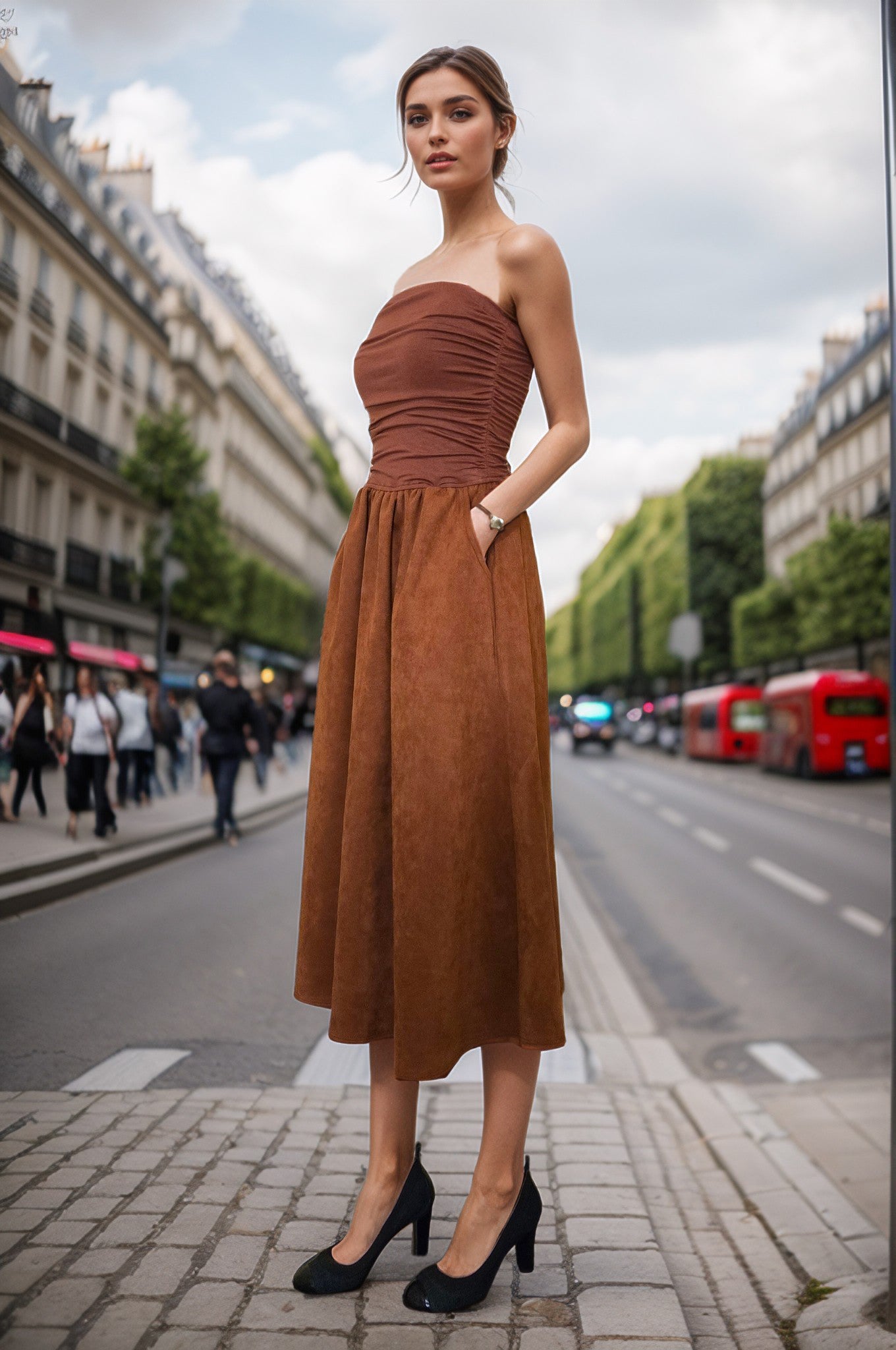 MIMI TUBE MIDI DRESS (HAZEL NUT SUEDE)- VD3330