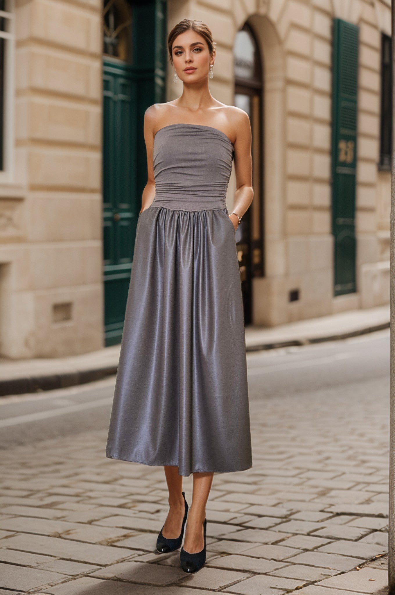 MIMI TUBE DRESS (MOCHA VEGAN LEATHER)- VD3330PU