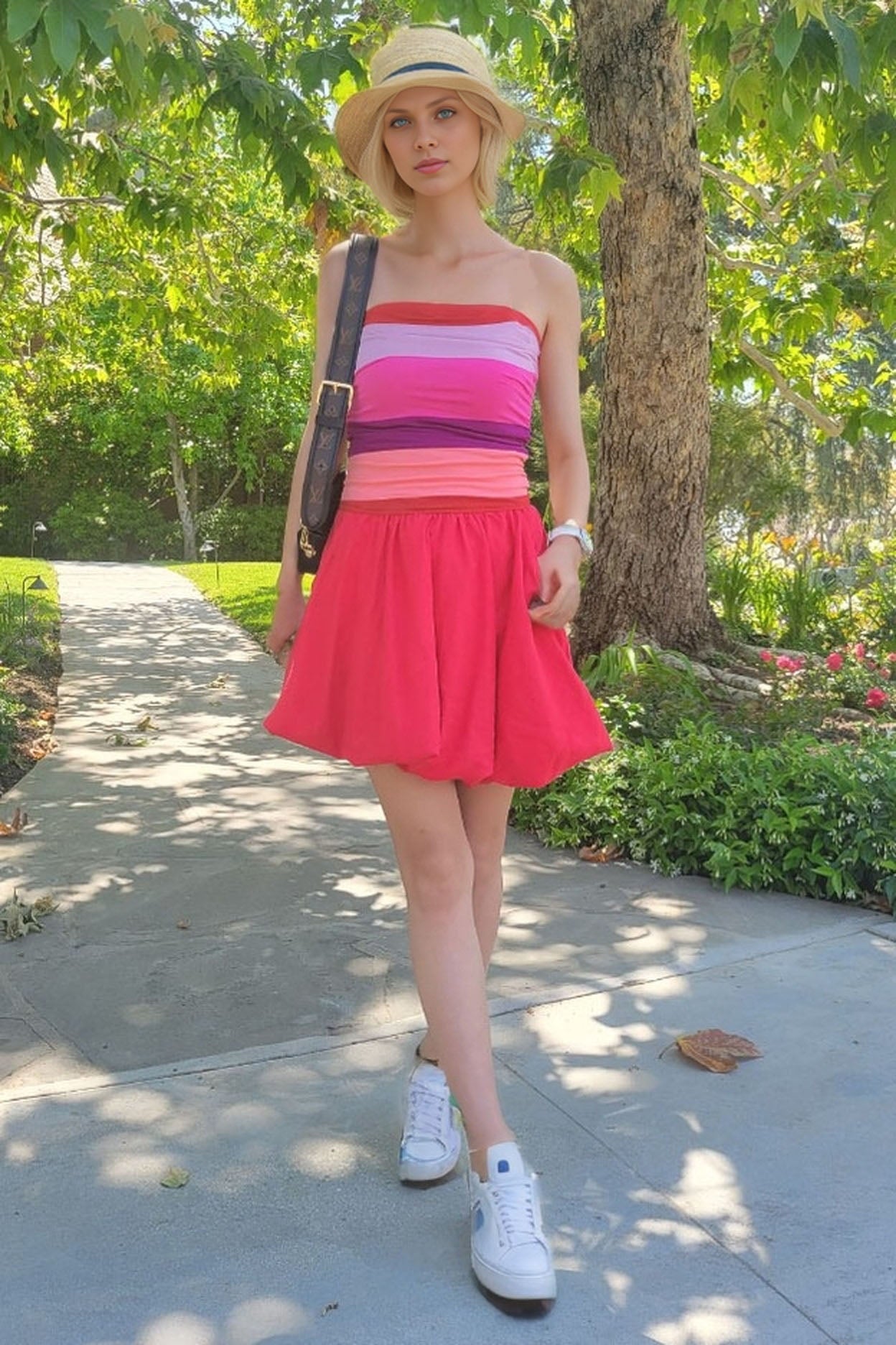 MIMI TUBE BUBBLE DRESS (RED MULTI STRIPE / RED) - VD3334